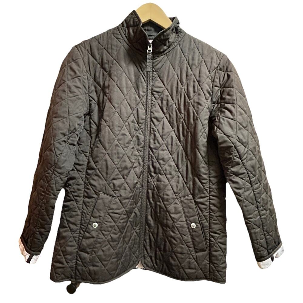 Lands End Equestrian Women's Diamond Quilted Barn Jacket Lightweight Full Zip-S